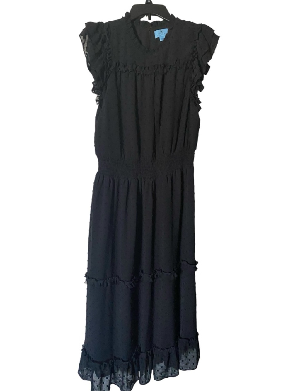 Cecelia L Women's Black Ruffled Midi Dress